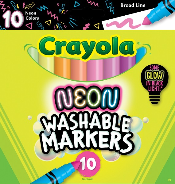 Crayola Neon Washable Markers, 10 count — exact manufacturer product photograph
